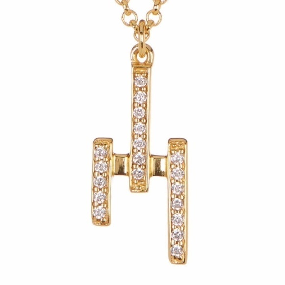 Botkier crystal three stick pave 18" gold tone necklace - Picture 1 of 8